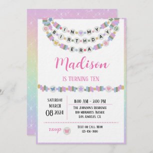 Friendship Bracelet Girls Birthday Era Party  Invitation