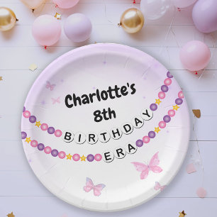 Friendship Bracelet Girls Birthday Era Party Paper Plate
