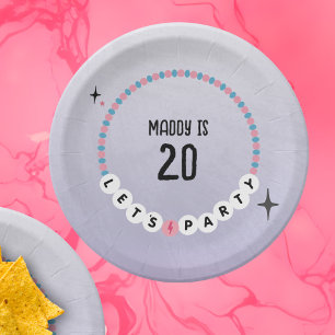 Friendship Bracelet Purple Birthday Paper Plate