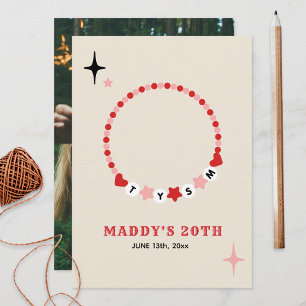 Friendship Bracelet Red Pink Thank You Birthday