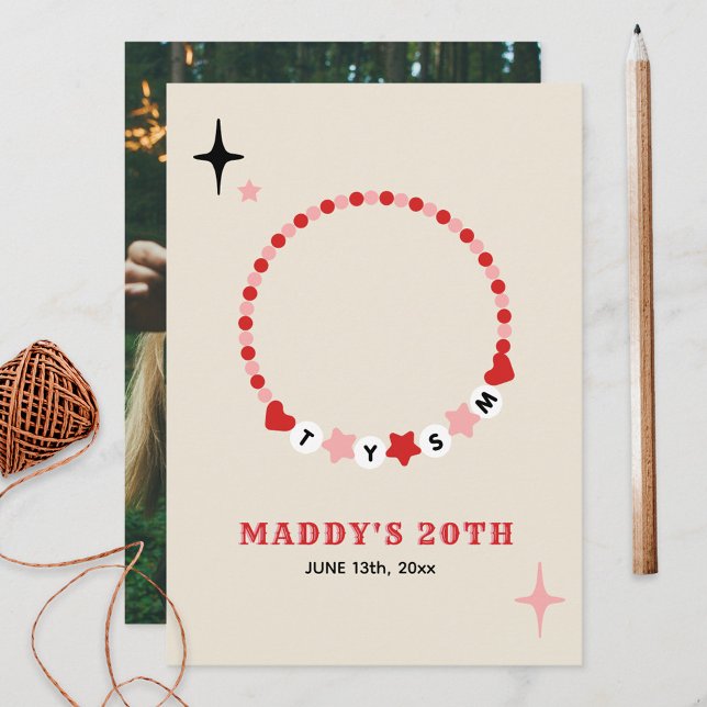 Friendship Bracelet Red Pink Thank You Birthday (Creator Uploaded)