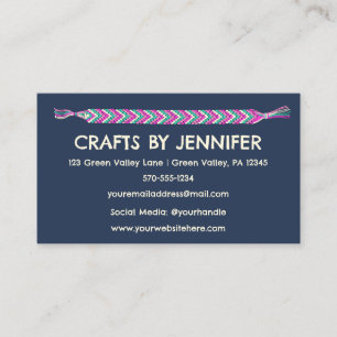 Friendship Bracelets on Navy Blue Personalised Business Card