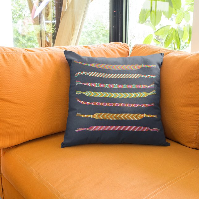 Friendship Bracelets on Navy Blue Personalized Cushion (Creator Uploaded)