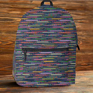 Friendship Bracelets Pattern on Navy Blue Printed Backpack