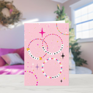 Friendship Bracelets Pink Christmas Party Holiday Card