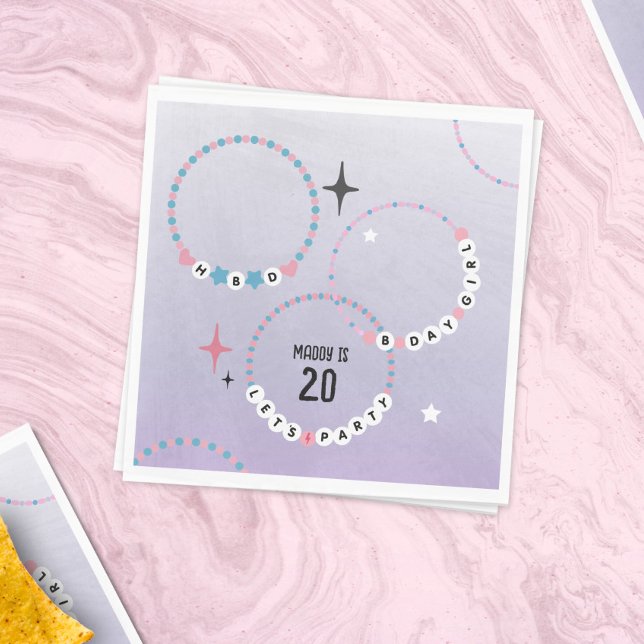 Friendship Bracelets Purple Birthday Napkin (Creator Uploaded)