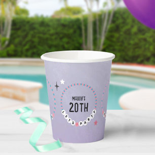 Friendship Bracelets Purple Birthday Paper Cups