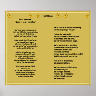 Friendship by Kahlil Gibran Poster