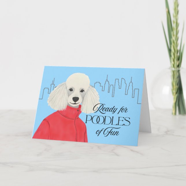 Friendship Classy Poodle City Background  Card (Front)