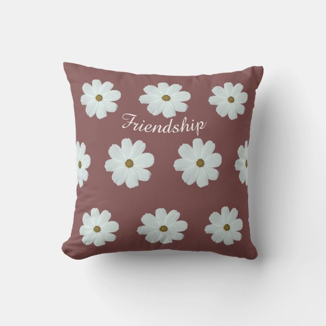 Friendship Daisy Wildflowers Pattern Pink Floral  Cushion (Front)