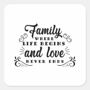 Friendship day family life begins square sticker