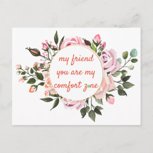 Friendship elegant typography decorated floral postcard