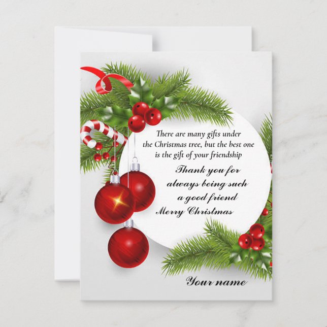 “Friendship” Flat Holiday Greeting Card (Front)