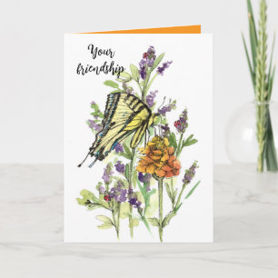 Friendship Garden In My Heart Butterfly Flowers Card