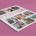 Friendship Gift | Friend Photo Collage Fleece Blanket<br><div class="desc">Personalized bff friendship fleecy blanket featuring a chic white background that can be changed to any color,  9 photos of you and your bestie,  the word "friends" in a trendy pink gradient,  your names,  and a editable friendship quote.</div>