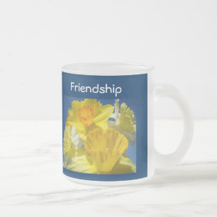 Friendship gift Mugs Yellow Daffodil Flowers Blue