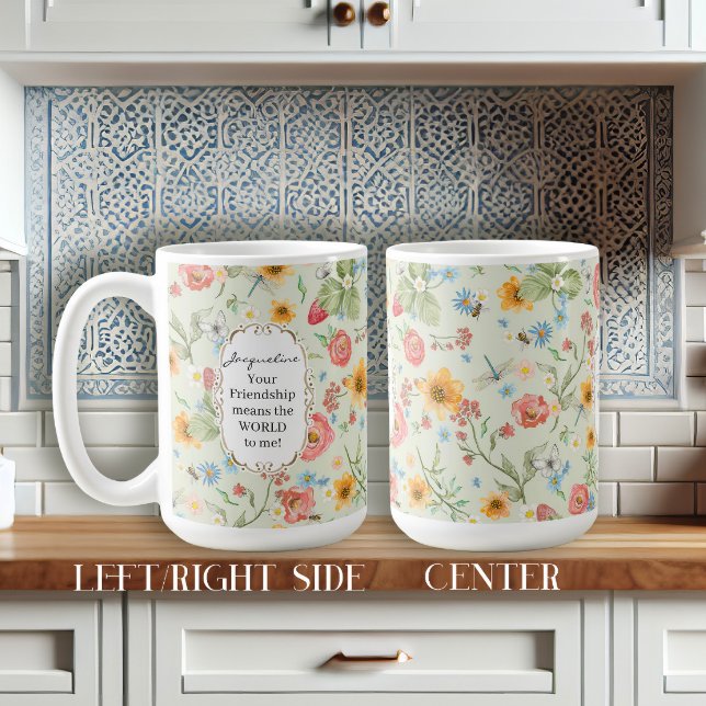 Friendship Gift Watercolor Floral Butterfly Mint Coffee Mug (Creator Uploaded)