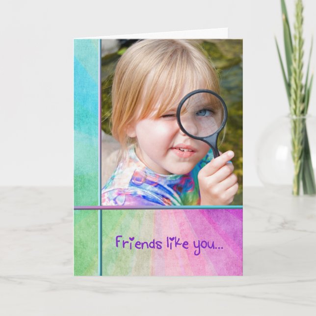 Friendship-girl with magnifying glass card (Front)