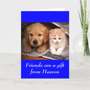 Friendship Golden Retriever Puppy & Kitten Card