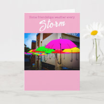 Friendship Greeting Card-Colourful Umbrellas 