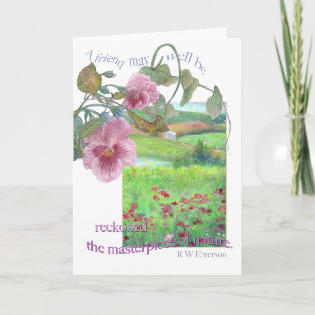 Friendship greeting with impressionist landscape card (Front)