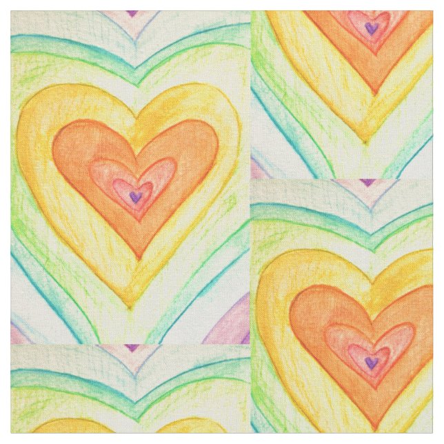 Friendship Hearts Rainbow Fabric Art Material (Close Up)