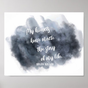 friendship Helen Keller quote grey and white   Poster