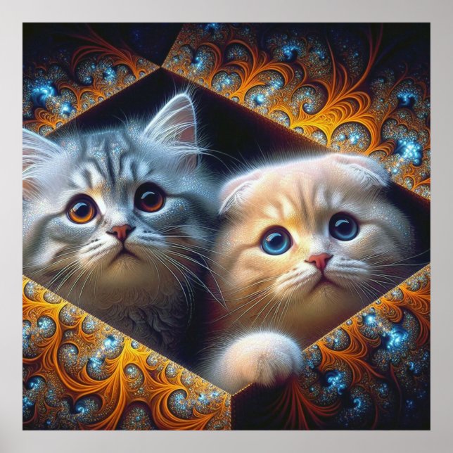 Friendship in Fractal Frames:  A Stunning Art Poster (Front)