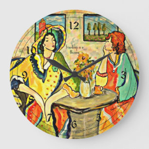 "Friendship is a Blessing" art painting Large Clock
