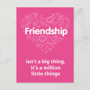 Friendship is a million things cute quote designed postcard
