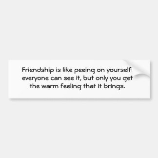 Friendship is like peeing on yourself: everyone... bumper sticker