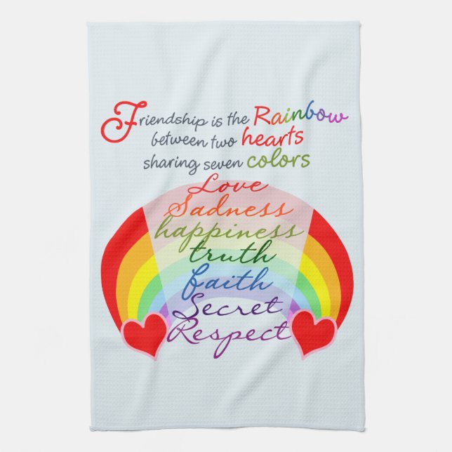 Friendship is the rainbow BFF Saying Design Tea Towel (Vertical)