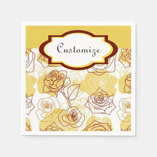 Friendship & Joy Yellow Roses Napkins (Front)
