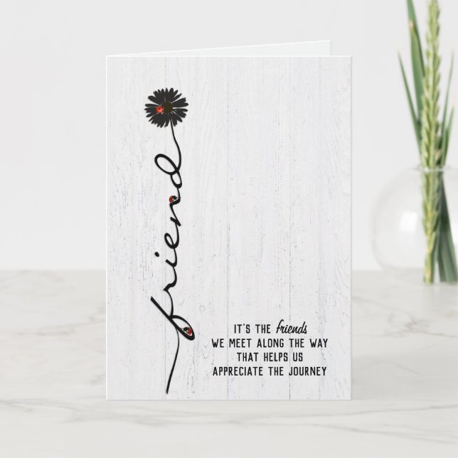 friendship lady bugs on black daisy card (Front)