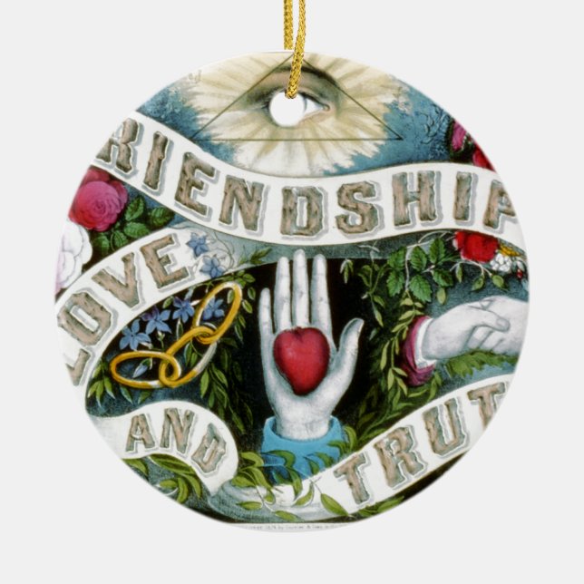 Friendship, Love, and Truth Ceramic Tree Decoration (Front)