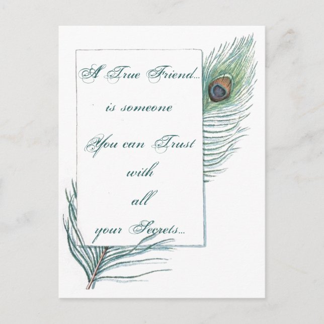 Friendship Love Quote Inspirational Peacock Postcard (Front)