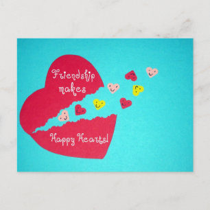Friendship makes Happy Hearts! Postcard