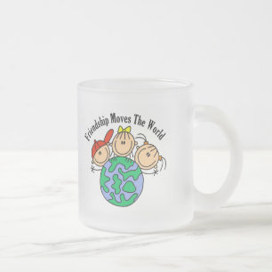 Friendship Moves the World T-shirts and Gifts Frosted Glass Coffee Mug
