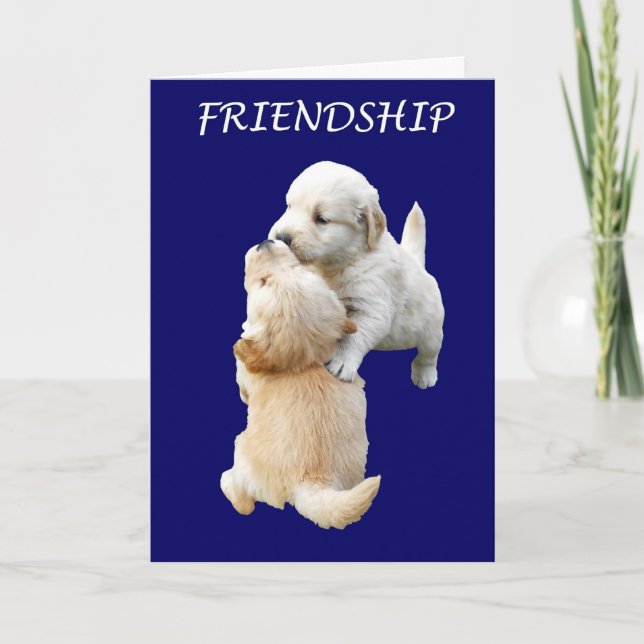 Friendship Paper Greeting Card, Puppies Card (Front)