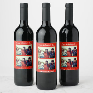 Friendship Partner in Crime Funny Valentines day Wine Label