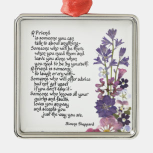Friendship poem metal tree decoration