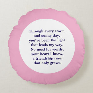Friendship Poem Round Cushion
