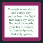 Friendship Poem Square Sticker<br><div class="desc">Kind words for a great friend.</div>