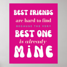 Friendship poster, Cute pink Best friend quote art