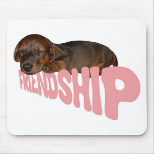 Friendship puppy / dog is man's best friend, pink mouse mat