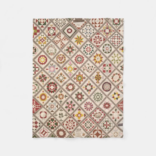 Friendship quilt in muted colours fleece blanket (Front)