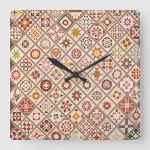 Friendship quilt in muted colours square wall clock