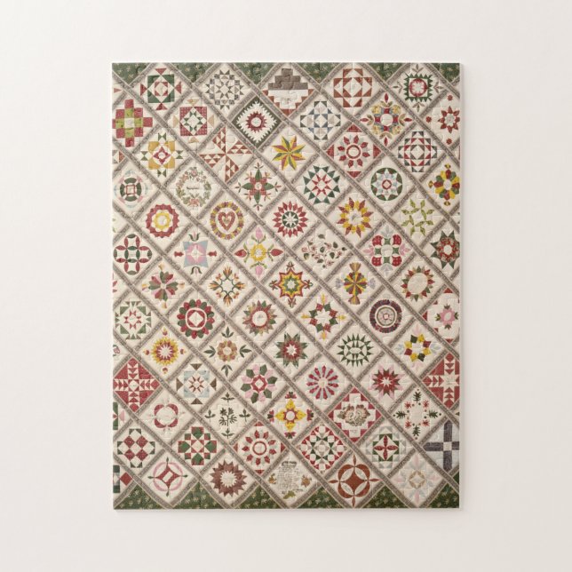 Friendship quilt in neutral shades jigsaw puzzle (Vertical)