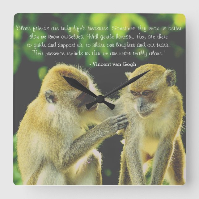 Friendship Quote by Vincent van Gogh Square Wall Clock (Front)