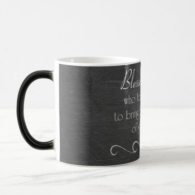 Friendship quote on chalkboard magic mug (Left)